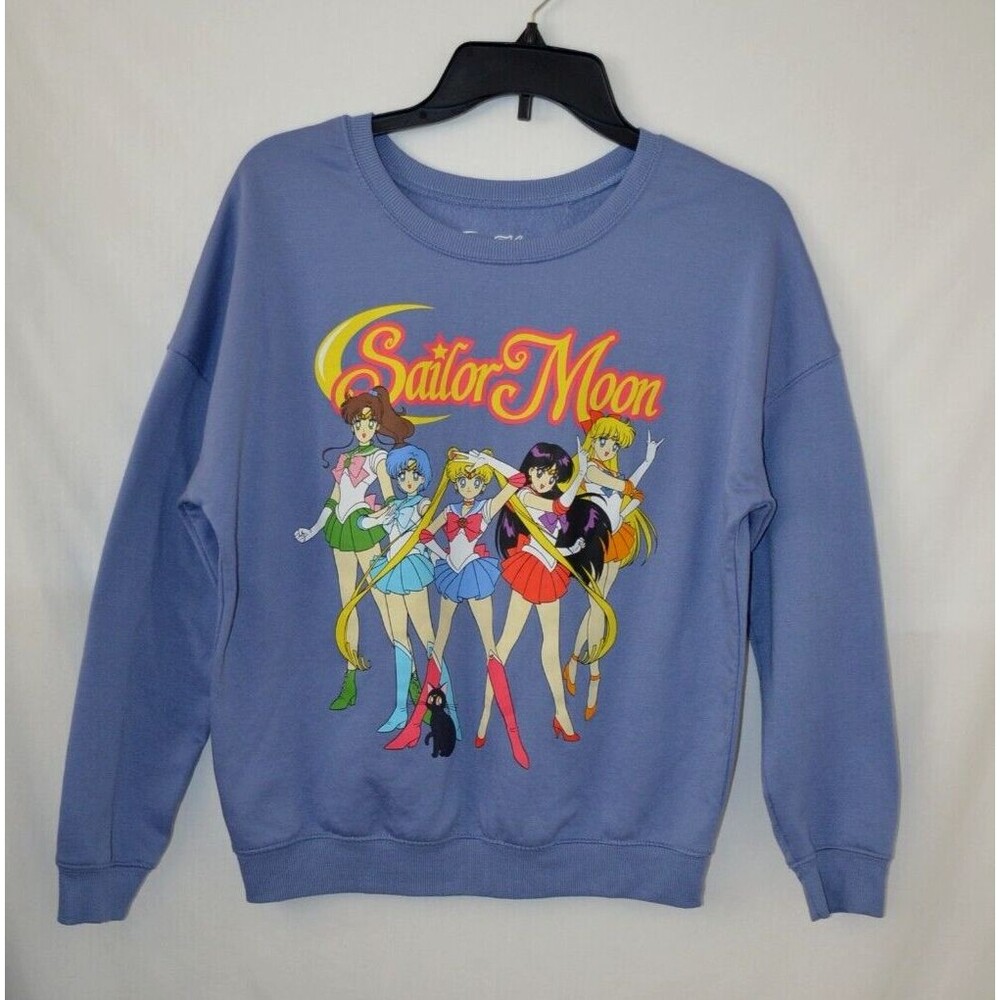 Sailor Moon Anime Womens Size Small Graphic Purple / Blue Sweatshirt Crew Neck